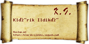 Klárik Ildikó névjegykártya